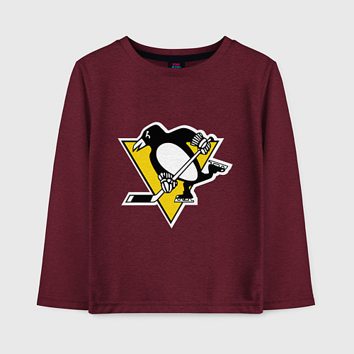 Детский лонгслив Pittsburgh Penguins / Меланж-бордовый – фото 1