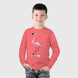 Лонгслив хлопковый детский Гордый фламинго, цвет: коралловый — фото 2