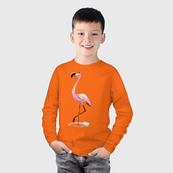 Лонгслив хлопковый детский Гордый фламинго, цвет: оранжевый — фото 2