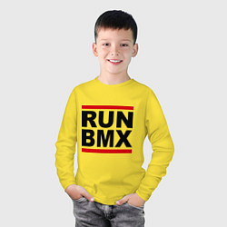 Лонгслив хлопковый детский RUN BMX, цвет: желтый — фото 2