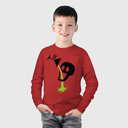 Лонгслив хлопковый детский Череп с бокалом, цвет: красный — фото 2
