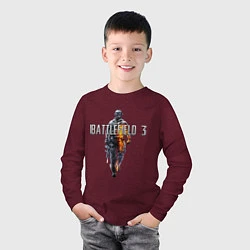 Лонгслив хлопковый детский Battlefield 3, цвет: меланж-бордовый — фото 2