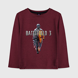 Лонгслив хлопковый детский Battlefield 3, цвет: меланж-бордовый