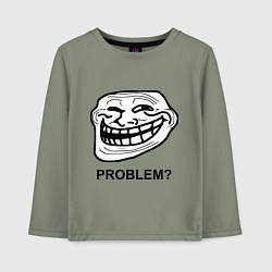 Лонгслив хлопковый детский Trollface. Problem? Проблемы?, цвет: авокадо