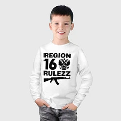 Лонгслив хлопковый детский Region 16 Rulezz, цвет: белый — фото 2