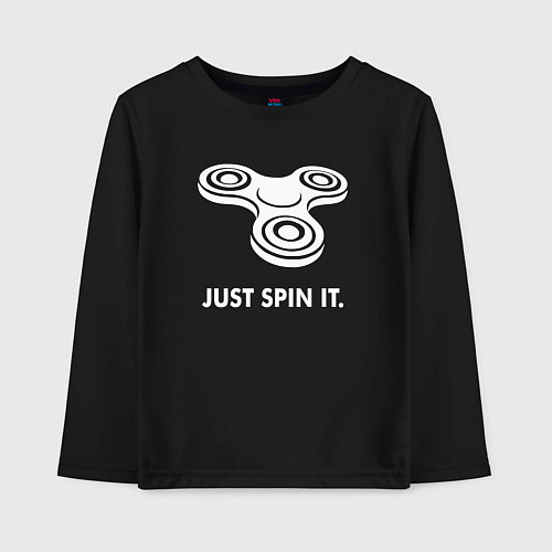 Детский лонгслив Just spin it / Черный – фото 1