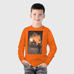 Лонгслив хлопковый детский Лиланд Палмер - огонь иди со мной, цвет: оранжевый — фото 2