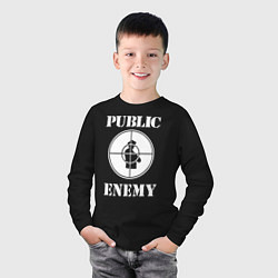 Лонгслив хлопковый детский Public Enemy, цвет: черный — фото 2