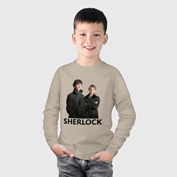 Лонгслив хлопковый детский Sherlock, цвет: миндальный — фото 2