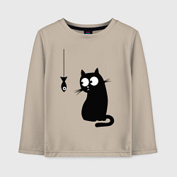 Детский лонгслив Кот и рыба