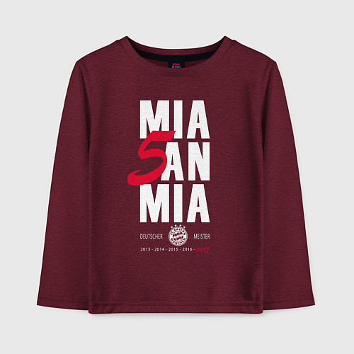 Детский лонгслив Bayern FC: Mia San Mia / Меланж-бордовый – фото 1