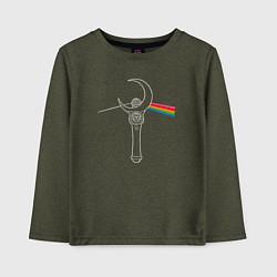 Лонгслив хлопковый детский Dark side of the moon, цвет: меланж-хаки