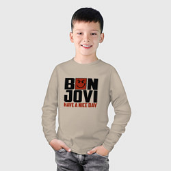 Лонгслив хлопковый детский Bon Jovi: Nice day, цвет: миндальный — фото 2