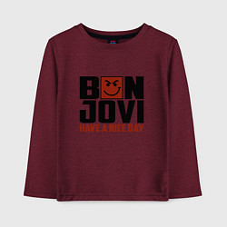 Лонгслив хлопковый детский Bon Jovi: Nice day, цвет: меланж-бордовый