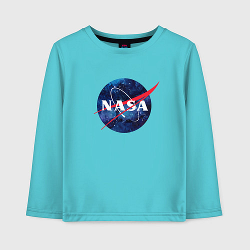 Детский лонгслив NASA: Cosmic Logo / Бирюзовый – фото 1