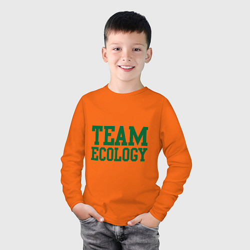 Детский лонгслив Команда экологов / Оранжевый – фото 3