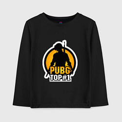 Лонгслив хлопковый детский PUBG Top 1, цвет: черный