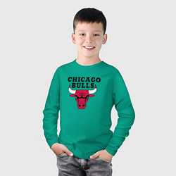 Лонгслив хлопковый детский Chicago Bulls, цвет: зеленый — фото 2
