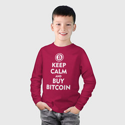 Лонгслив хлопковый детский Keep Calm & Buy Bitcoin, цвет: маджента — фото 2
