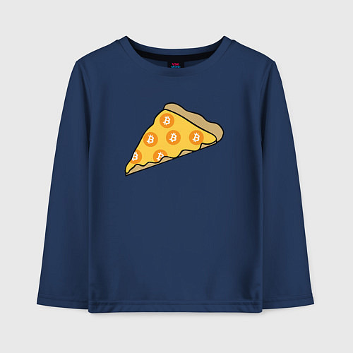 Детский лонгслив Bitcoin Pizza / Тёмно-синий – фото 1