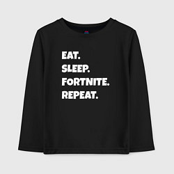 Лонгслив хлопковый детский Eat Sleep Fortnite Repeat, цвет: черный