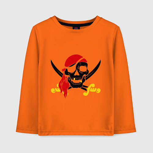 Детский лонгслив Пиратская футболка / Оранжевый – фото 1