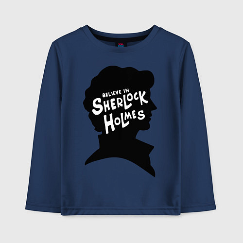 Детский лонгслив Believe Sherlock Holmes / Тёмно-синий – фото 1