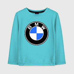 Лонгслив хлопковый детский Logo BMW, цвет: бирюзовый