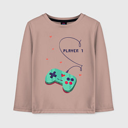 Лонгслив хлопковый детский Perfect Team: Player 2, цвет: пыльно-розовый