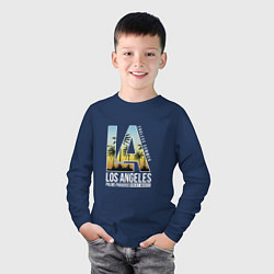 Лонгслив хлопковый детский Los Angeles Summer цвета тёмно-синий — фото 2