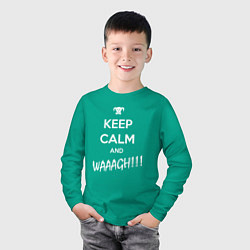 Лонгслив хлопковый детский Keep Calm & WAAAGH, цвет: зеленый — фото 2