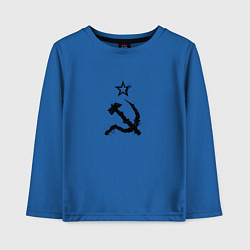 Лонгслив хлопковый детский СССР: Серп и молот, цвет: синий