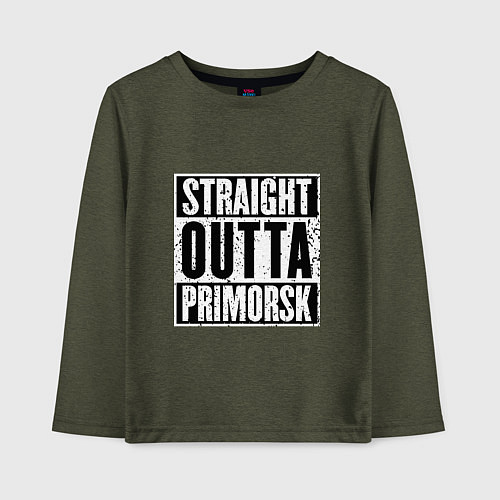 Детский лонгслив Straight Outta Primorsk / Меланж-хаки – фото 1