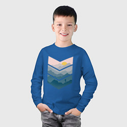 Лонгслив хлопковый детский Рассвет в горах, цвет: синий — фото 2