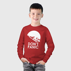 Лонгслив хлопковый детский Elon: Don't Panic, цвет: красный — фото 2