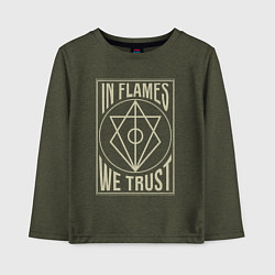 Лонгслив хлопковый детский In Flames: We Trust, цвет: меланж-хаки