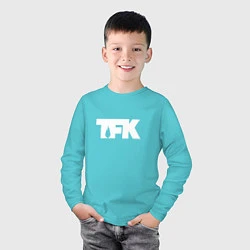 Лонгслив хлопковый детский TFK: White Logo, цвет: бирюзовый — фото 2