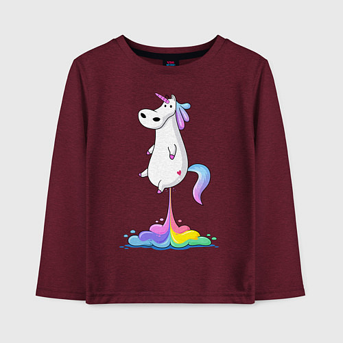 Детский лонгслив Взлет единорога / Меланж-бордовый – фото 1