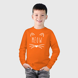 Лонгслив хлопковый детский Meow, цвет: оранжевый — фото 2