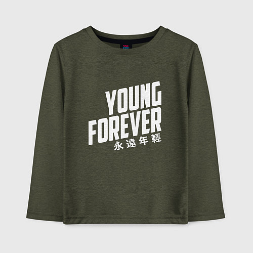 Детский лонгслив Young Forever / Меланж-хаки – фото 1