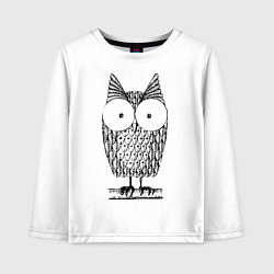 Лонгслив хлопковый детский Owl grafic, цвет: белый