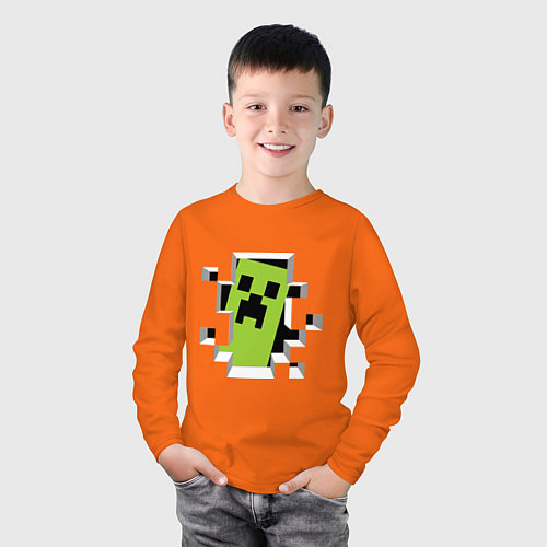 Детский лонгслив Crash Minecraft / Оранжевый – фото 3