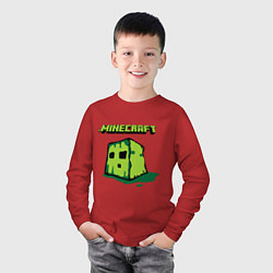 Лонгслив хлопковый детский Minecraft Creeper, цвет: красный — фото 2