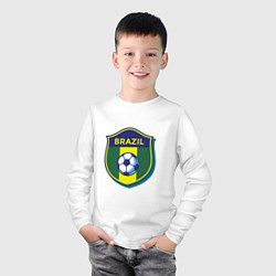 Лонгслив хлопковый детский Brazil Football, цвет: белый — фото 2