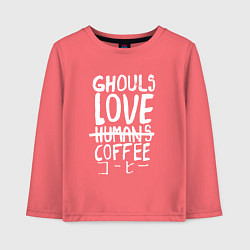 Лонгслив хлопковый детский Ghouls Love Coffee, цвет: коралловый
