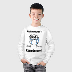Лонгслив хлопковый детский Любишь рэп – иди обниму, цвет: белый — фото 2