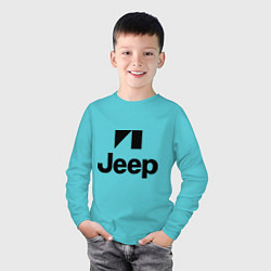 Лонгслив хлопковый детский Jeep logo, цвет: бирюзовый — фото 2