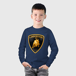 Лонгслив хлопковый детский Lamborghini logo, цвет: тёмно-синий — фото 2