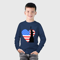 Лонгслив хлопковый детский Люблю Америку, цвет: тёмно-синий — фото 2