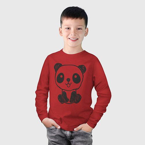 Детский лонгслив Малыш панда / Красный – фото 3